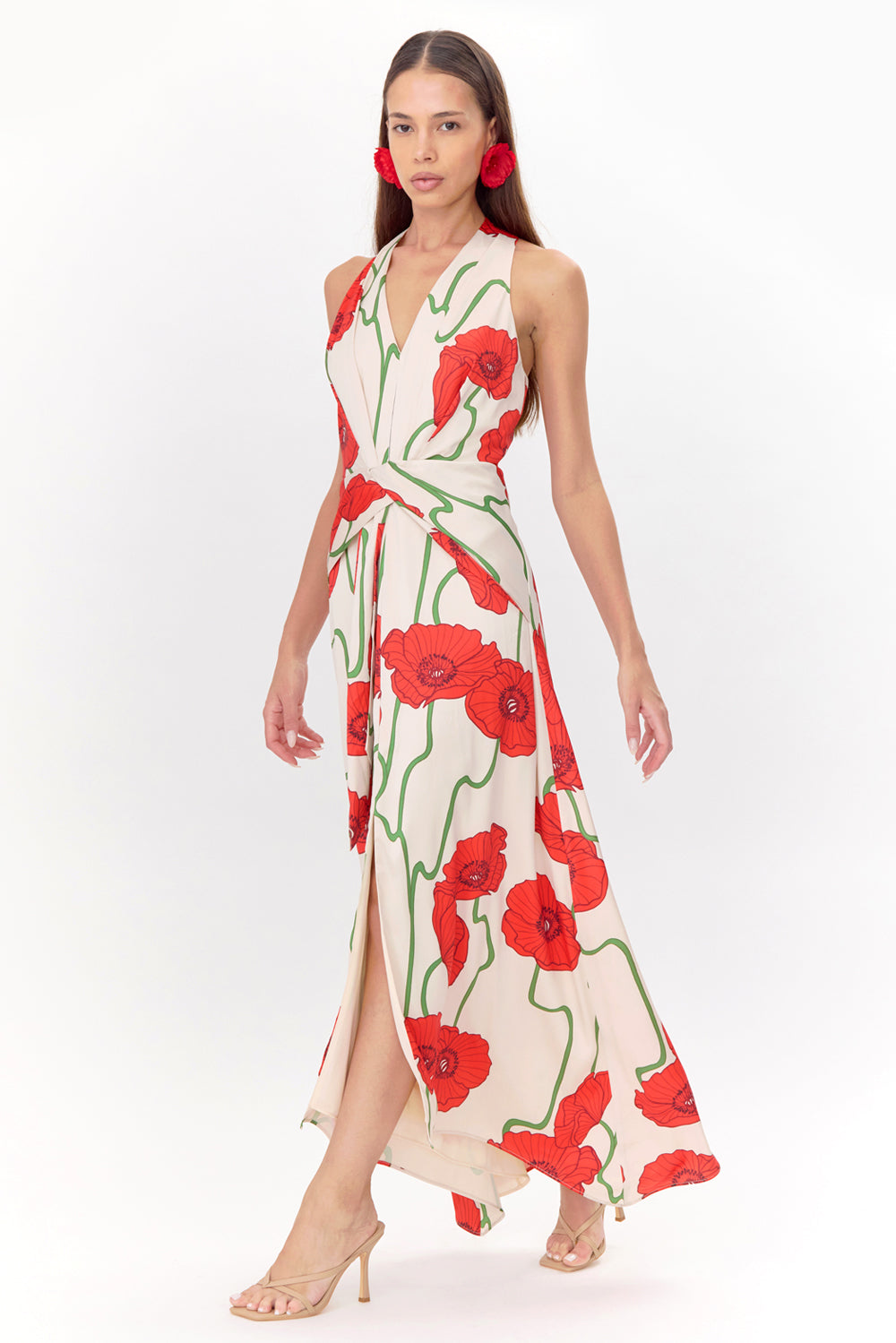 Rosalyn Abstract Rose Print Maxi Dress
