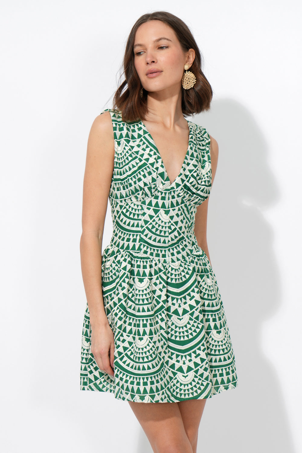 Maris Cotton Crochet Piped Mini Dress