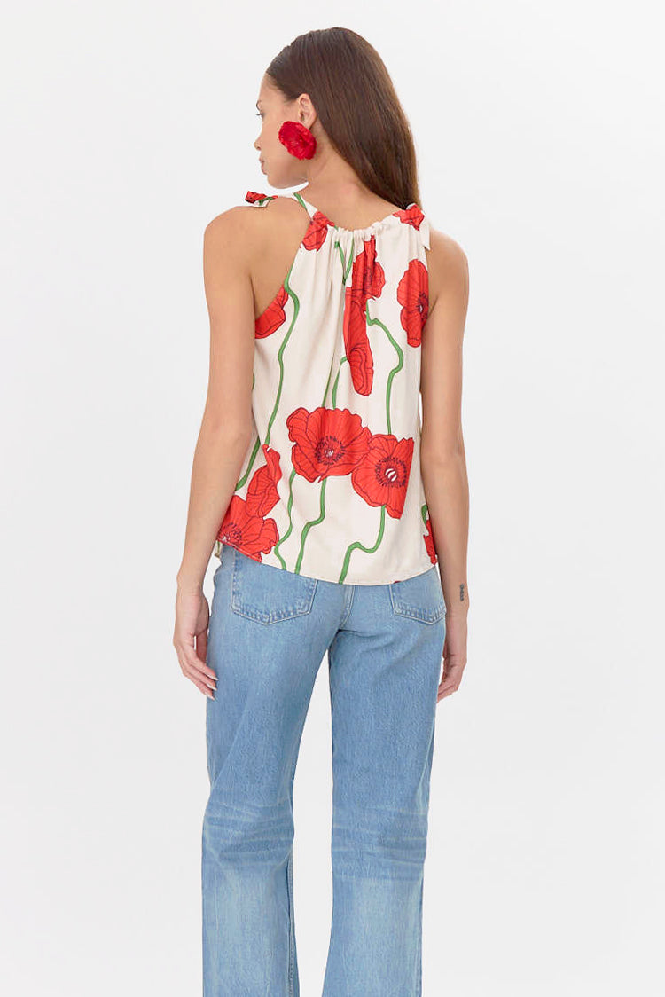 Anaia Abstract Rose Print Side Tie Top