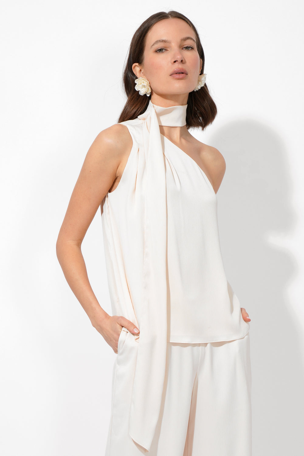 Lisette Scarf One Shoulder Top