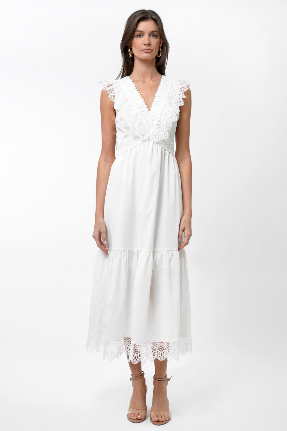 Adaline Floral Lace Trim Maxi Dress