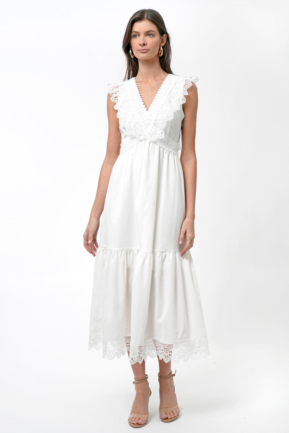 Adaline Floral Lace Trim Maxi Dress