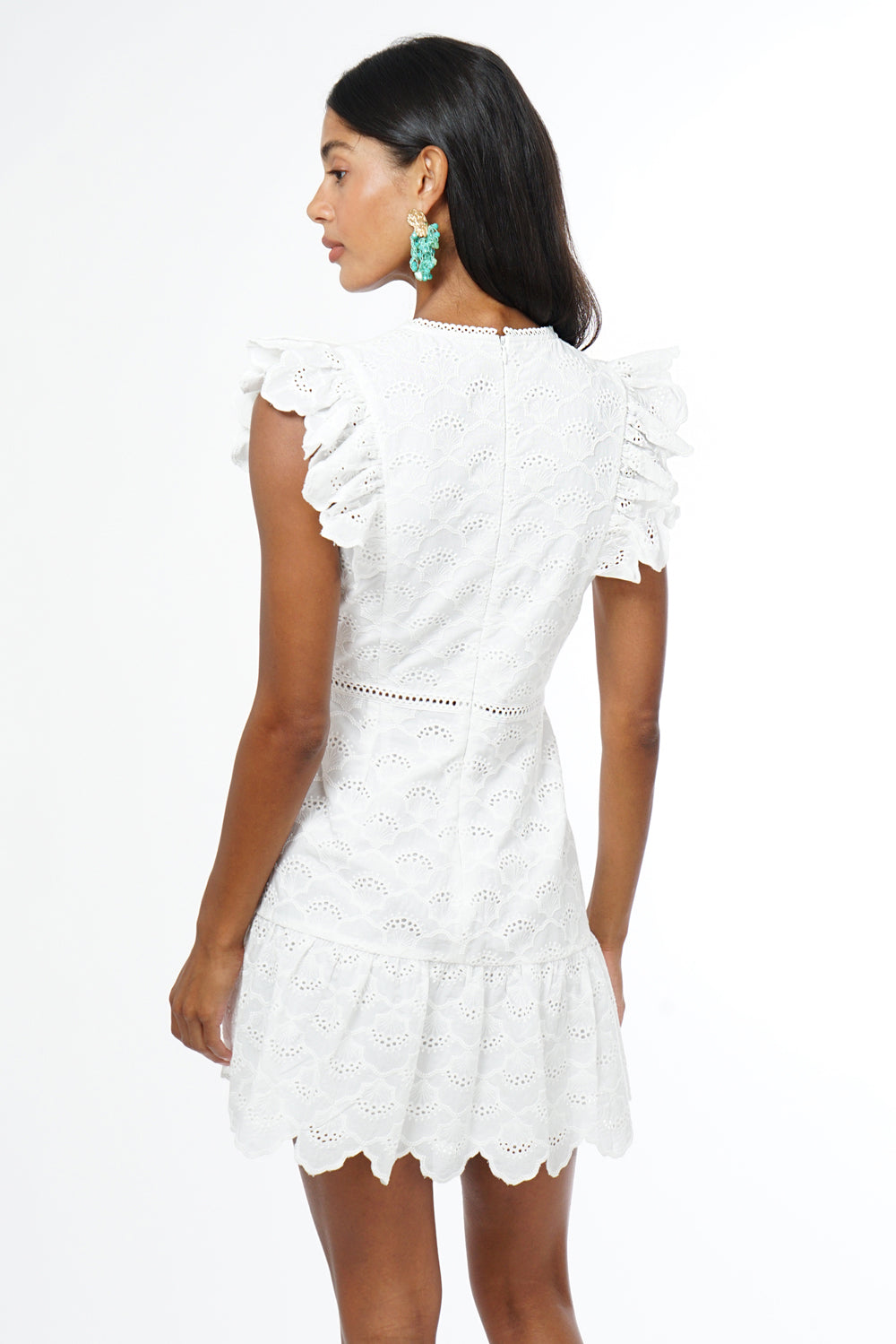 Nisha Cotton Eyelet Embroidered Mini Dress