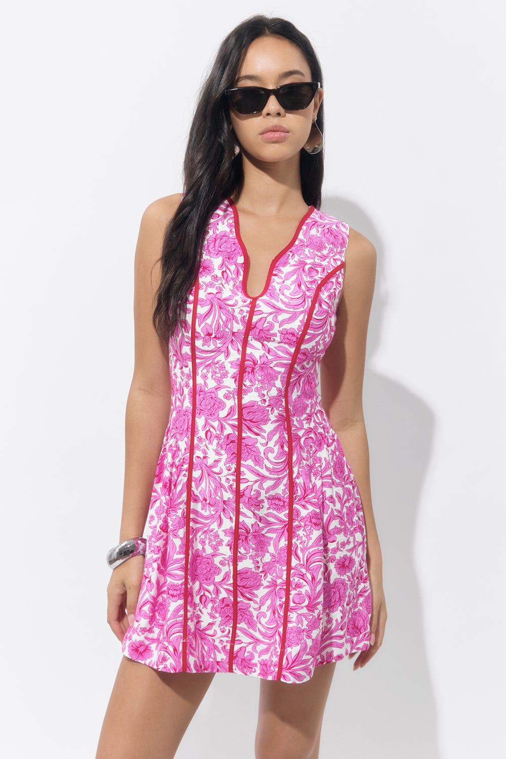Kendra Floral Scalloped Mini Dress
