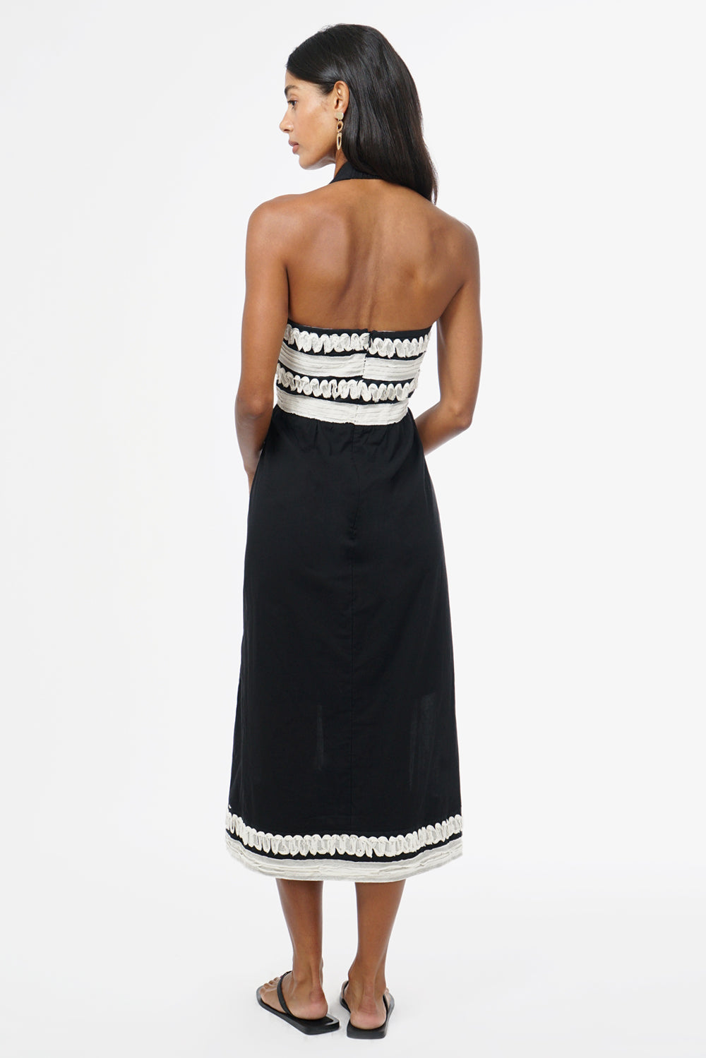 Fernanda Halter Contrast Ribbon Blocked Midi Dress