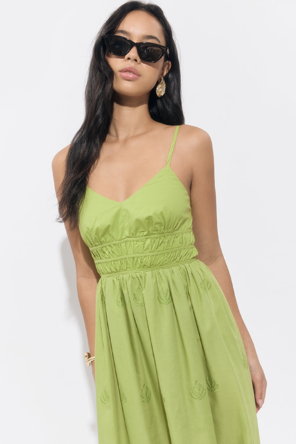 Danna Strappy Embroidered Midi Dress