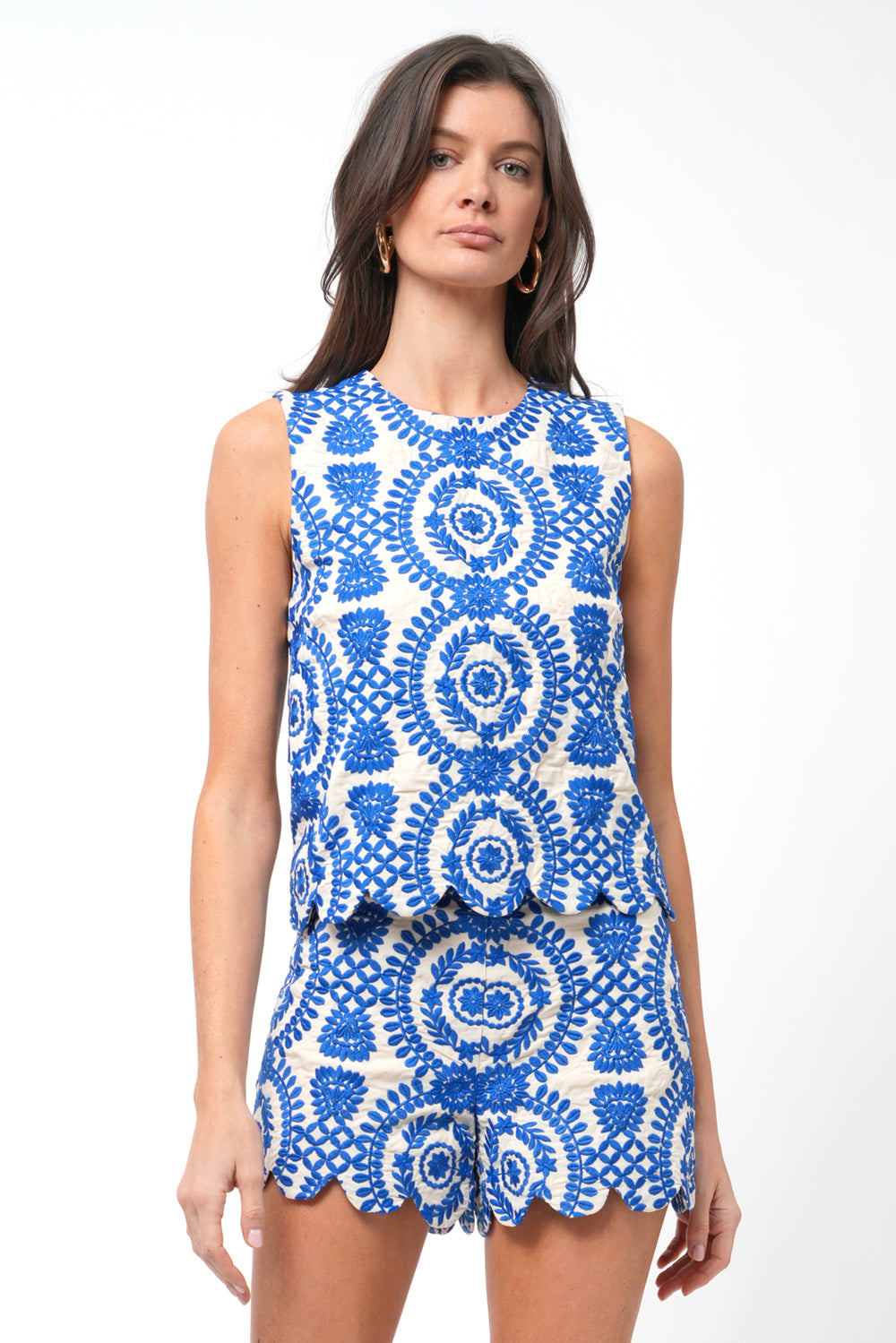 Joanne Scalloped Embroidered Tailored Shorts