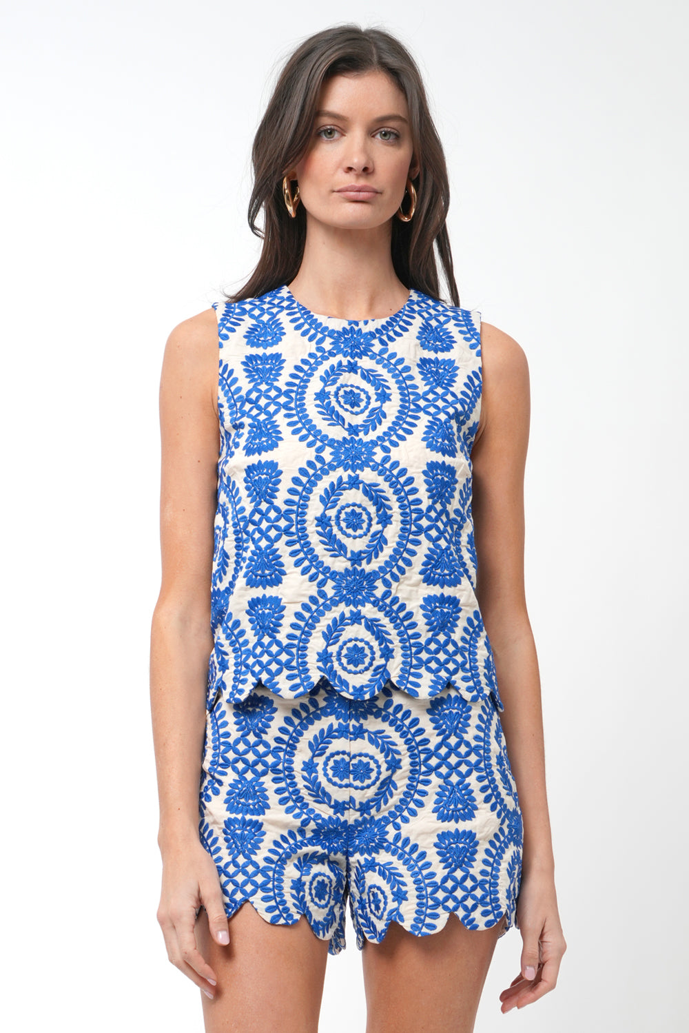 Joanne Scalloped Embroidered Tailored Shorts