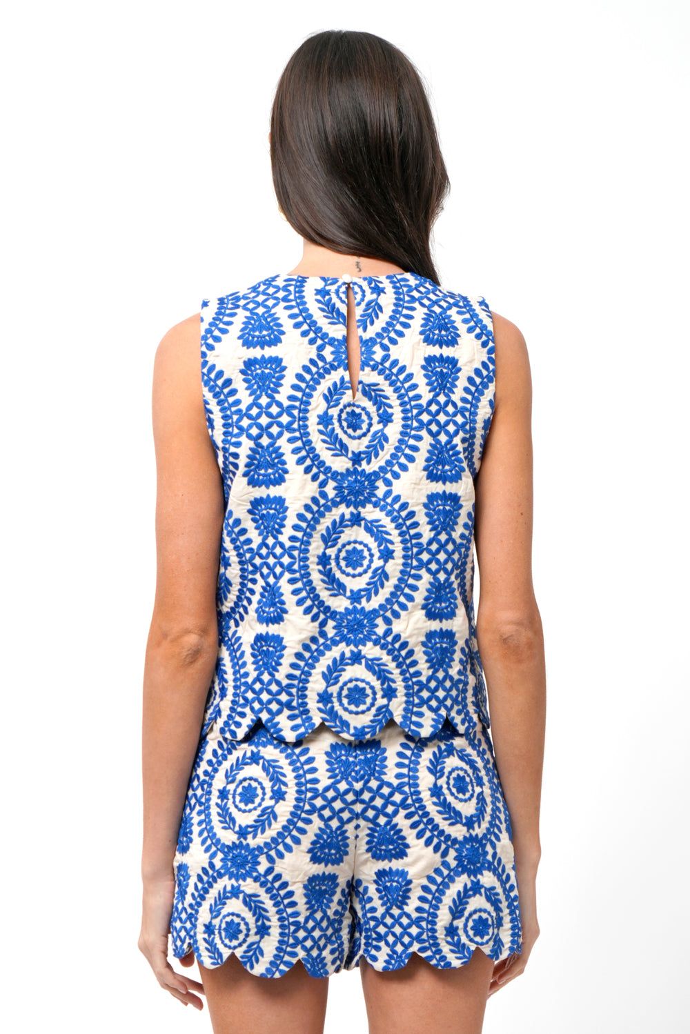 Joanne Scalloped Embroidered Tailored Shorts