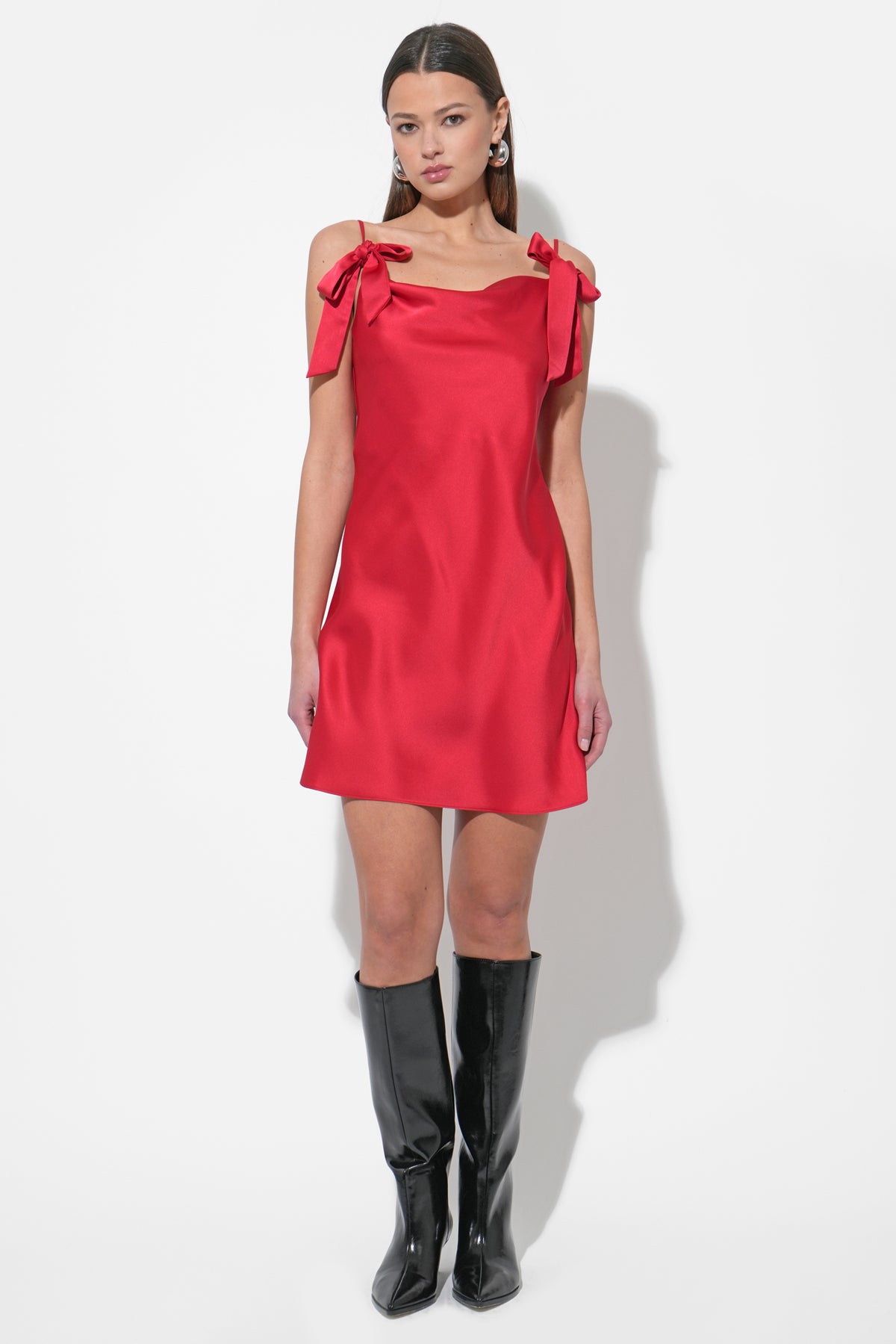 Kia Satin Mini Dress with Bows