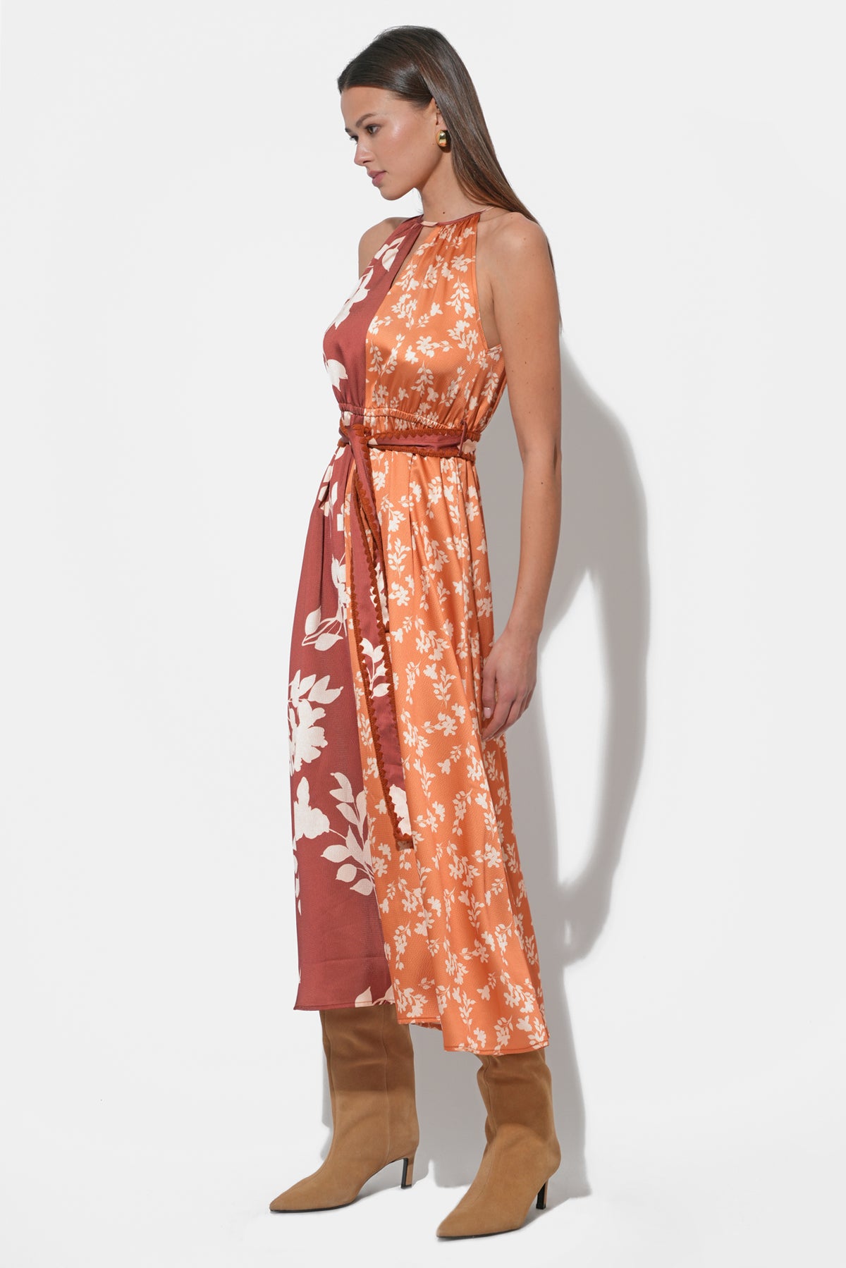Sandi Two Toned Halter Midi Dress