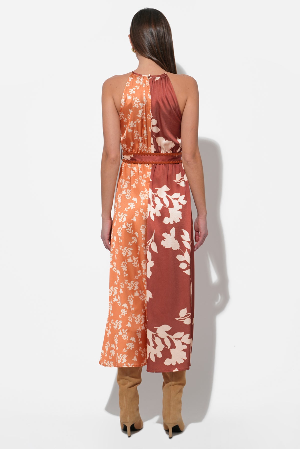 Sandi Two Toned Halter Midi Dress