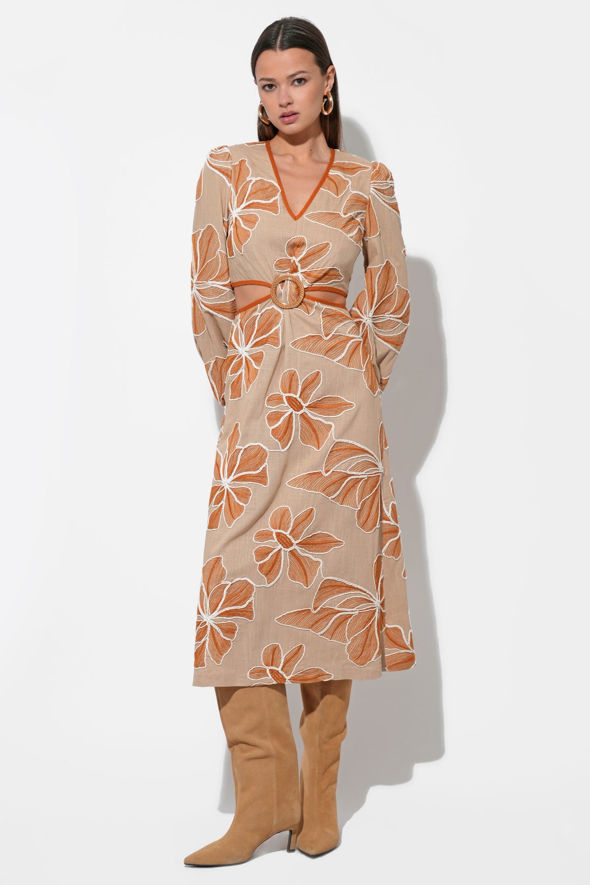 Joy Embroidered Maxi with Side Cut Out