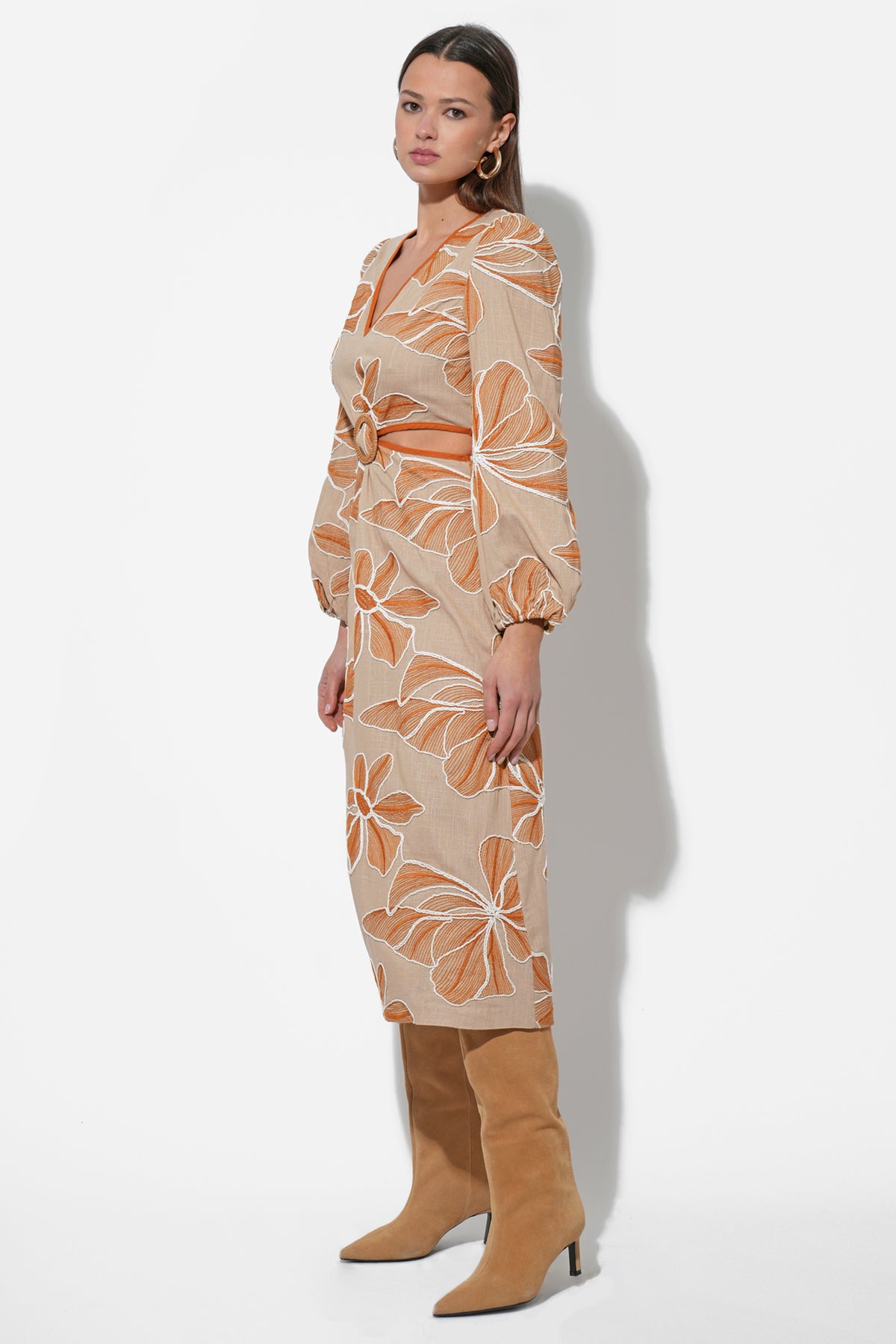 Joy Embroidered Maxi with Side Cut Out