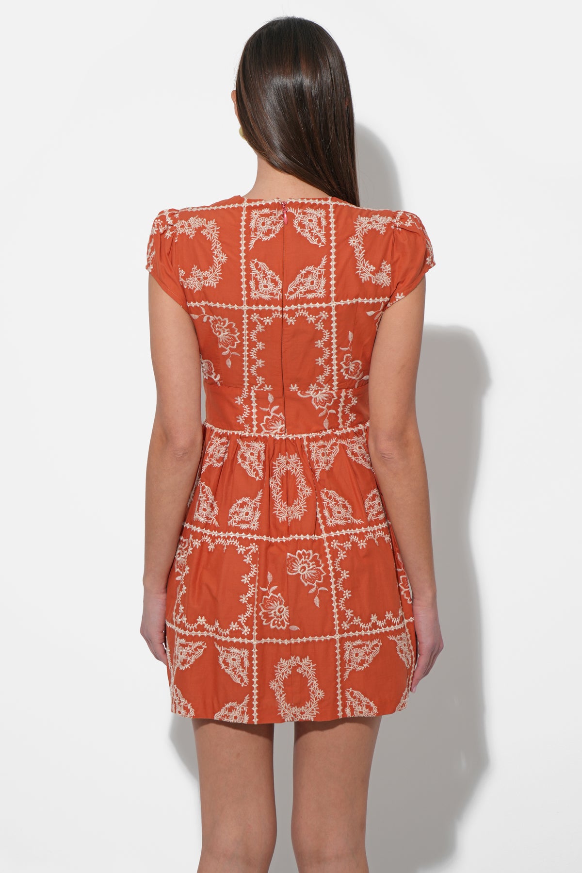 Selina Embroidered Cap Sleeve Mini Dress