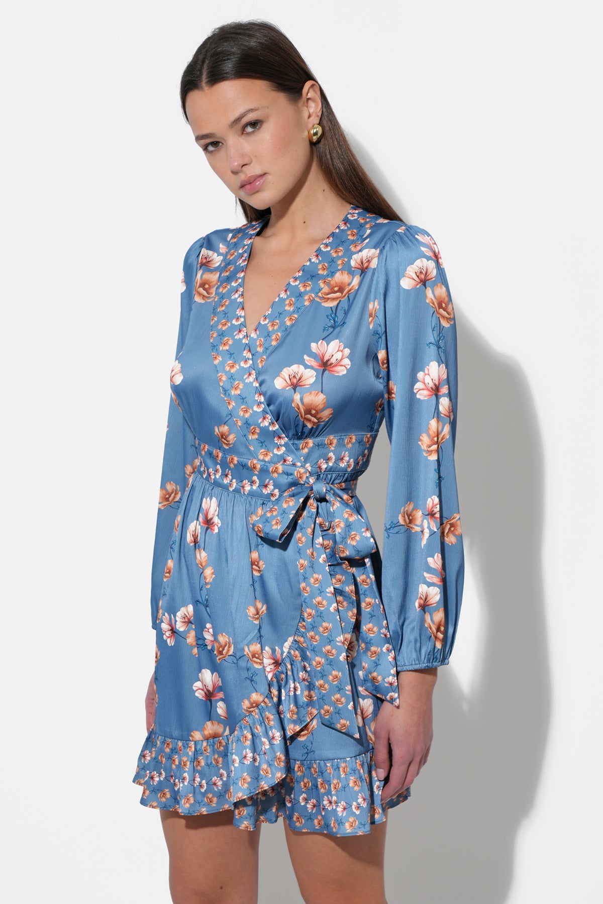 Jody Ruffled Wrap Mini Dress