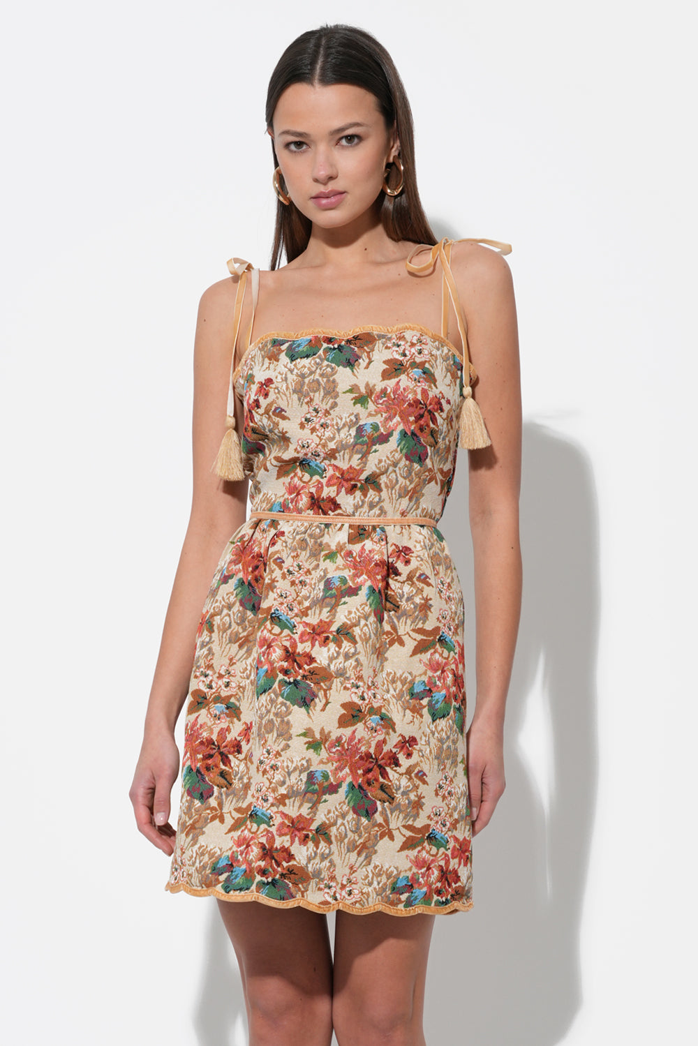 Cindy Tapestry Mini Scalloped Dress