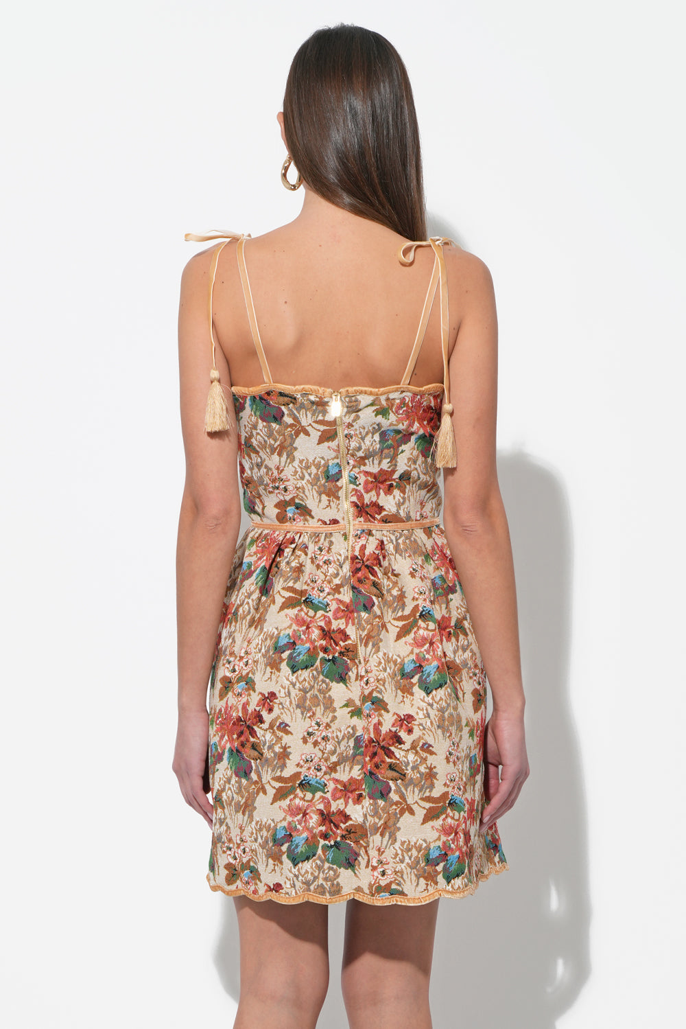 Cindy Tapestry Mini Scalloped Dress