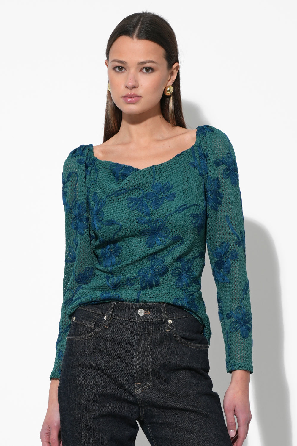 Ansley Crochet Lace Square Neck Blouse