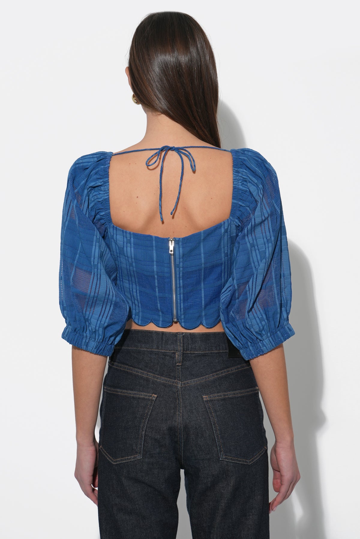 Bella Scalloped Jacquard Stripe Top