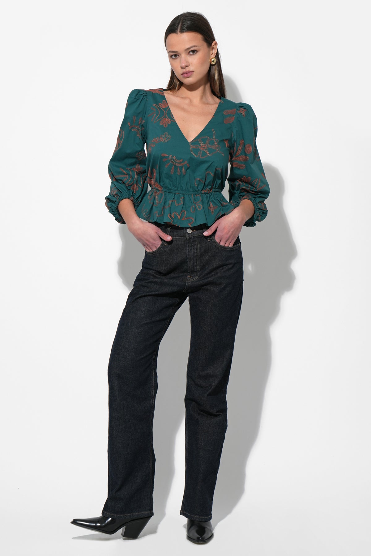 Nessa Smocked Waist Puff Sleeve Blouse