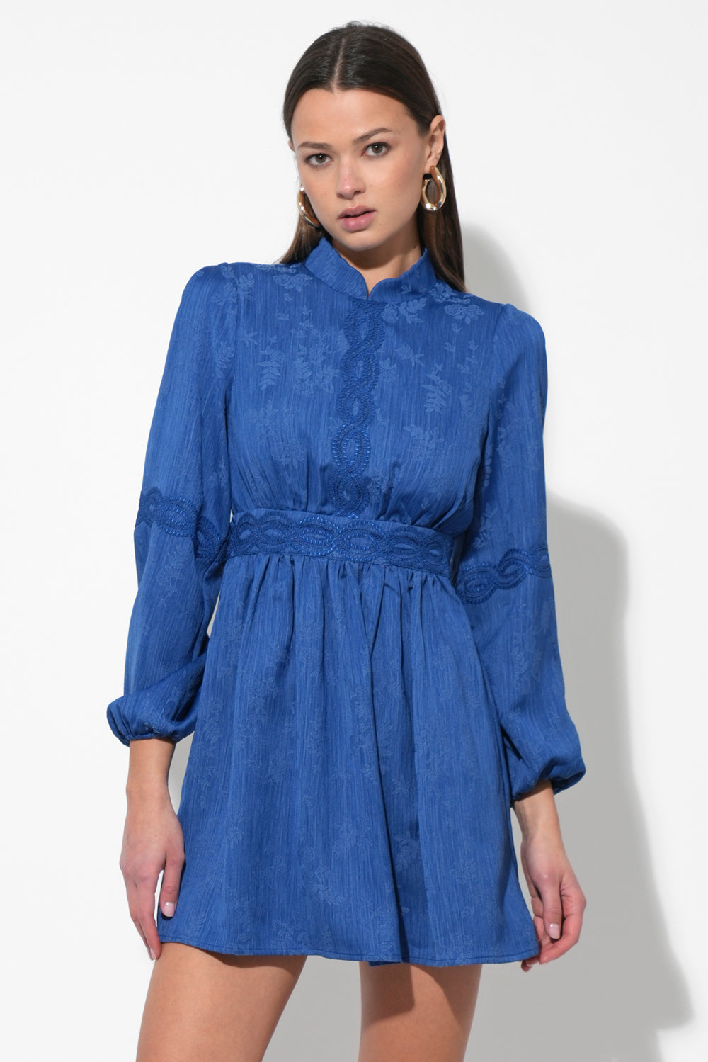Salome High Neck Collar Lace Mini Dress