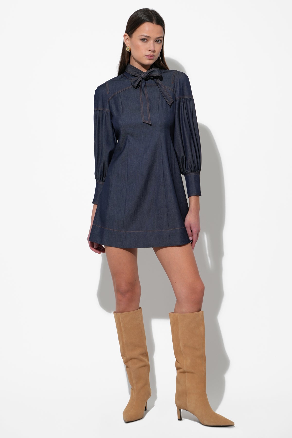Lilith Denim High Neck Mini Dress