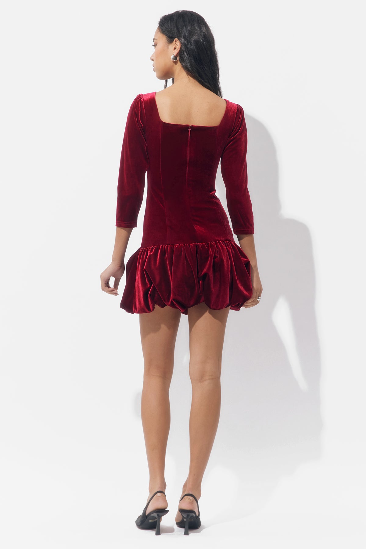 Dolly Velvet Bubble Hem Mini Dress