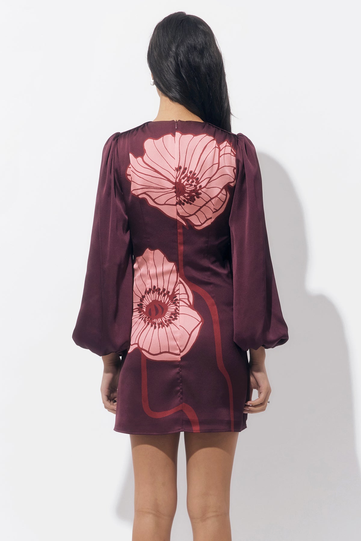 Juno Bubble Sleeve Poppy Mini Dress