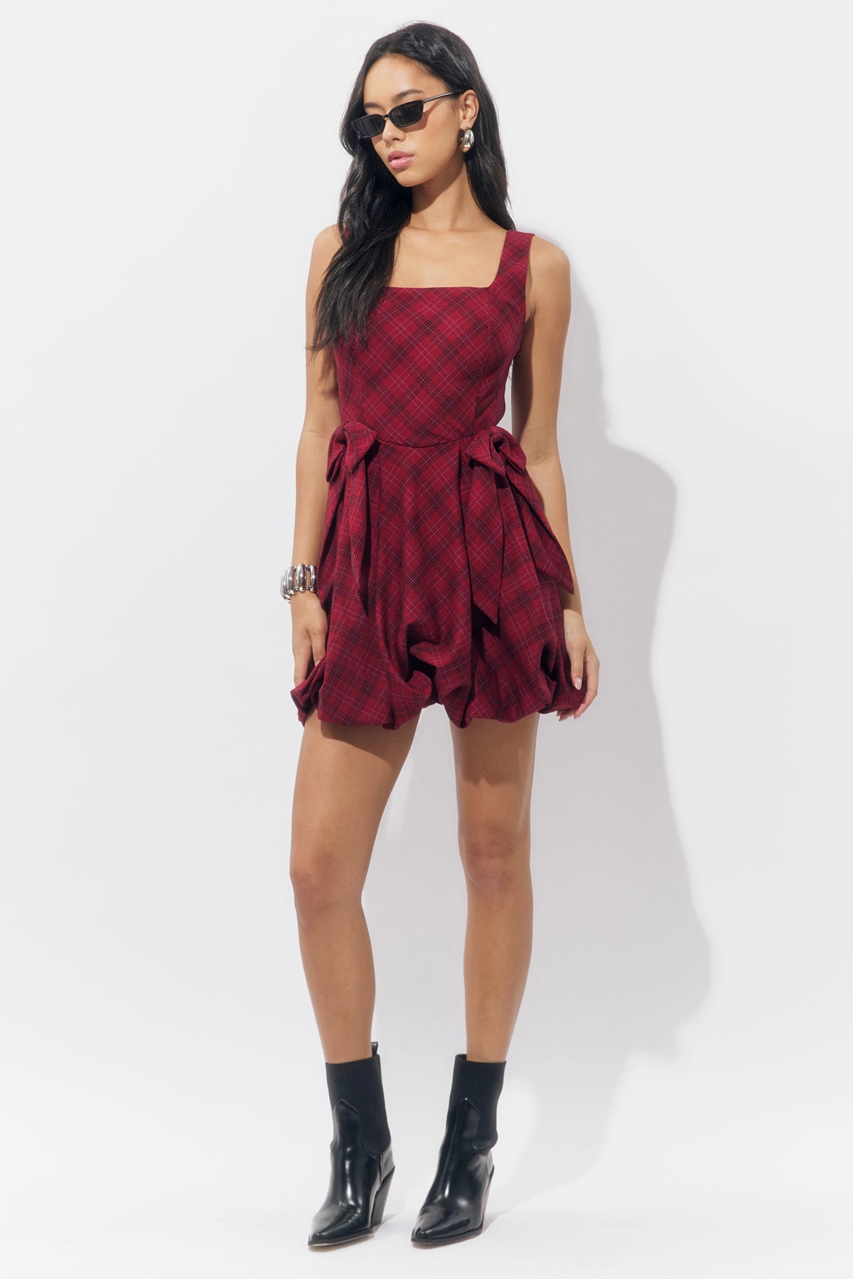 Ranata Plaid Bubble Mini Dress