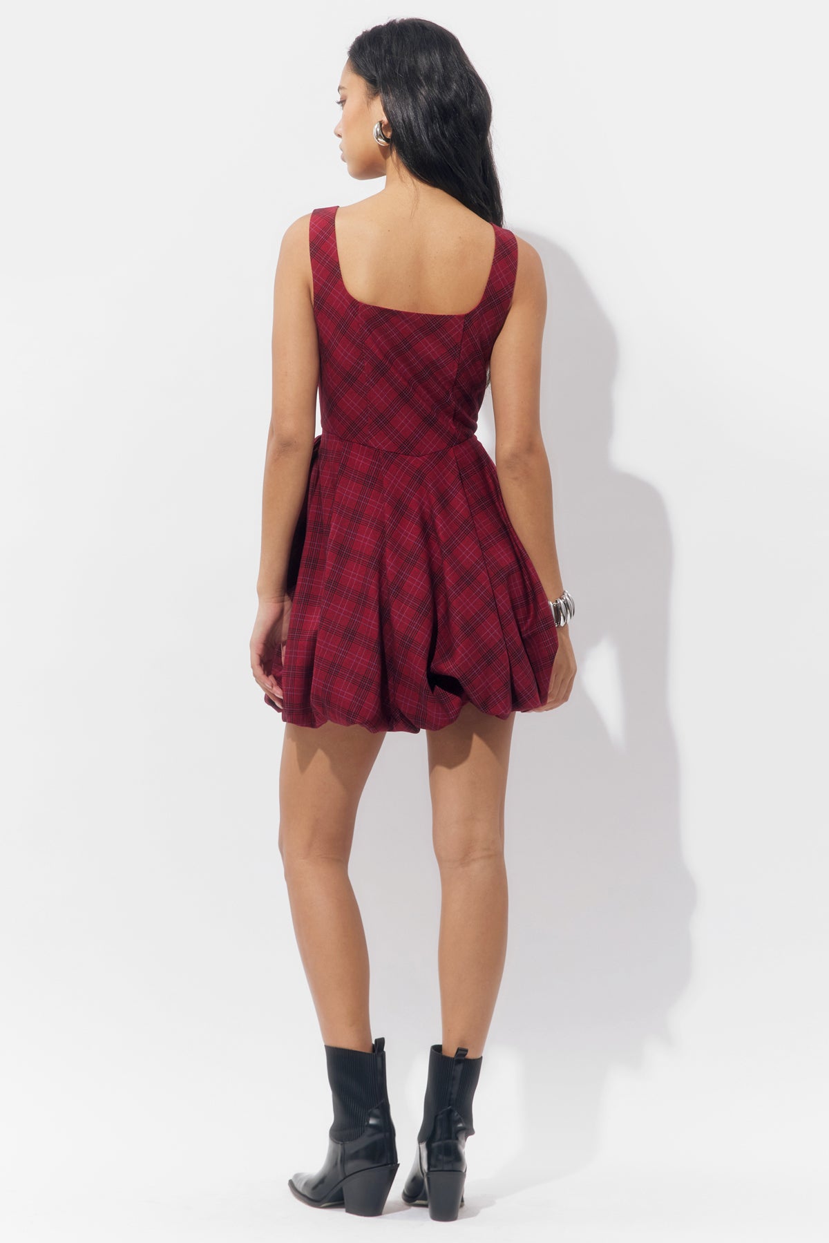 Ranata Plaid Bubble Mini Dress
