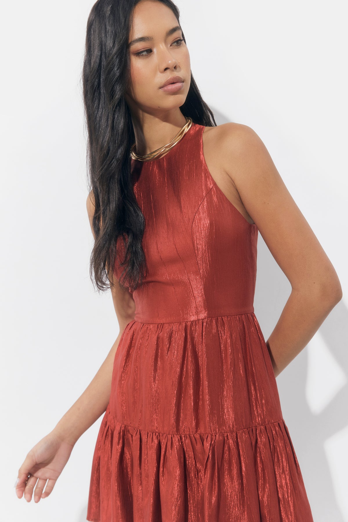 Toyna Tiered Mini Halter Dress