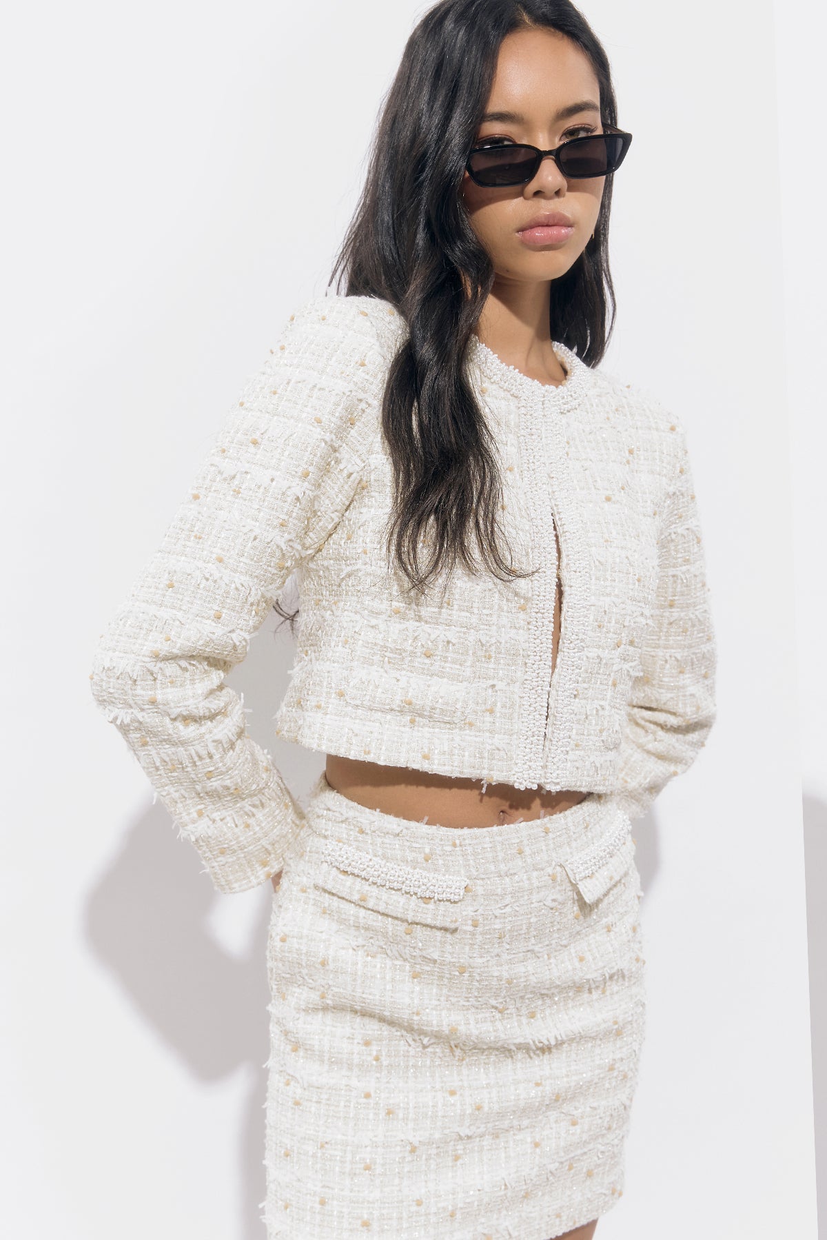 Alba Tweed Pearl Trimmed Jacket