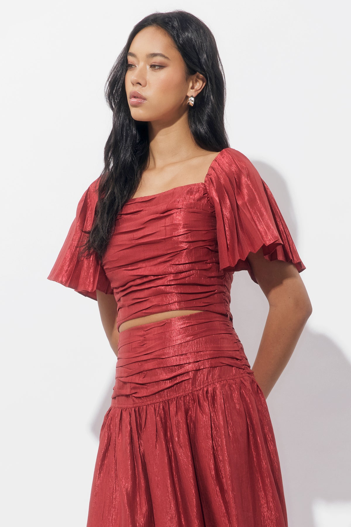 Mani Textured Short Sleeve Blouse