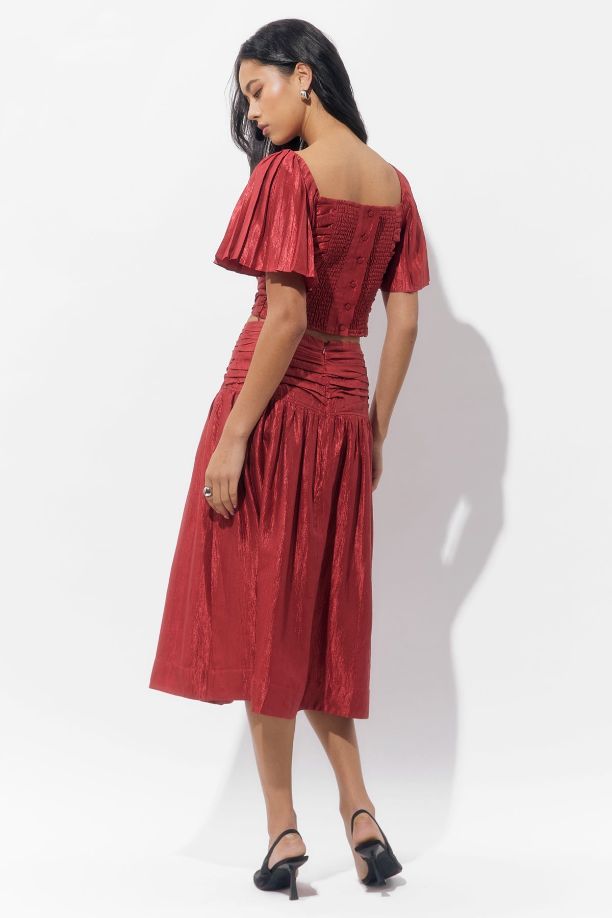Lidia Textured Midi Skirt