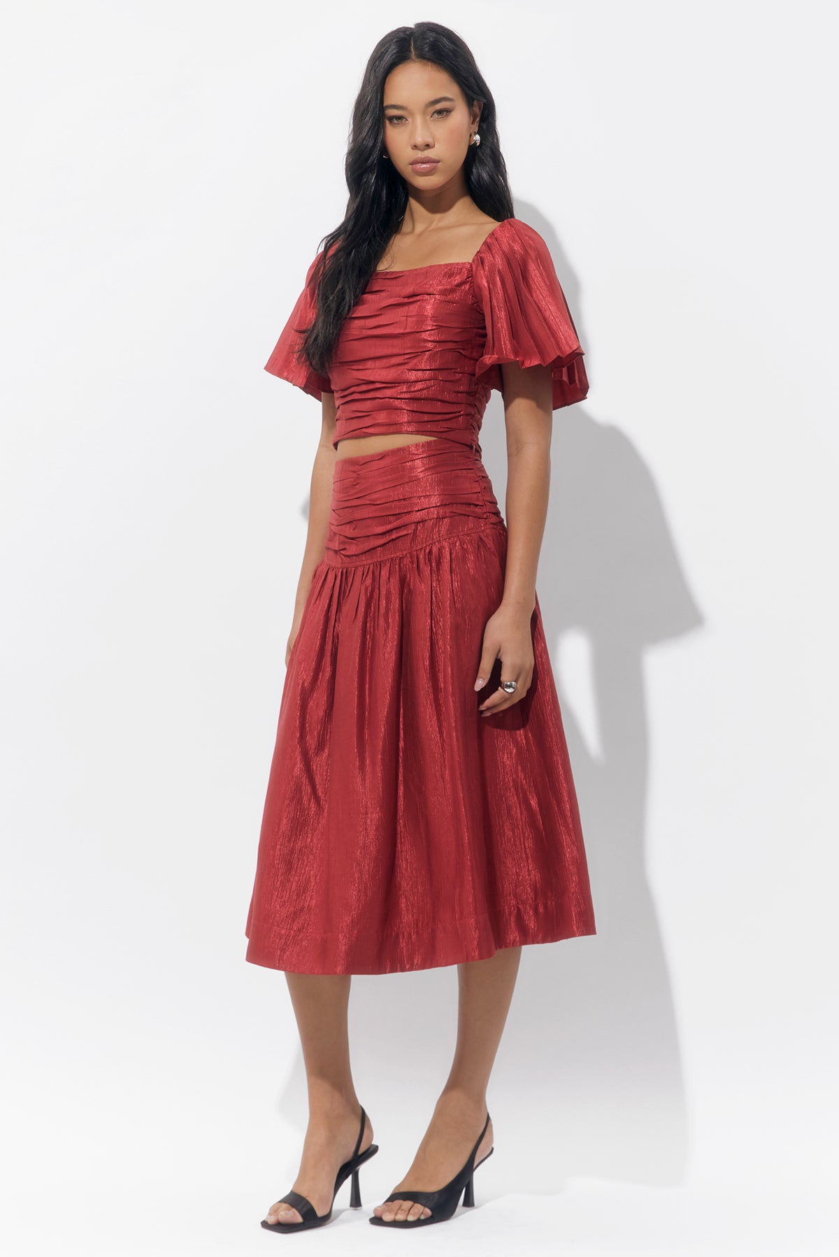 Lidia Textured Midi Skirt