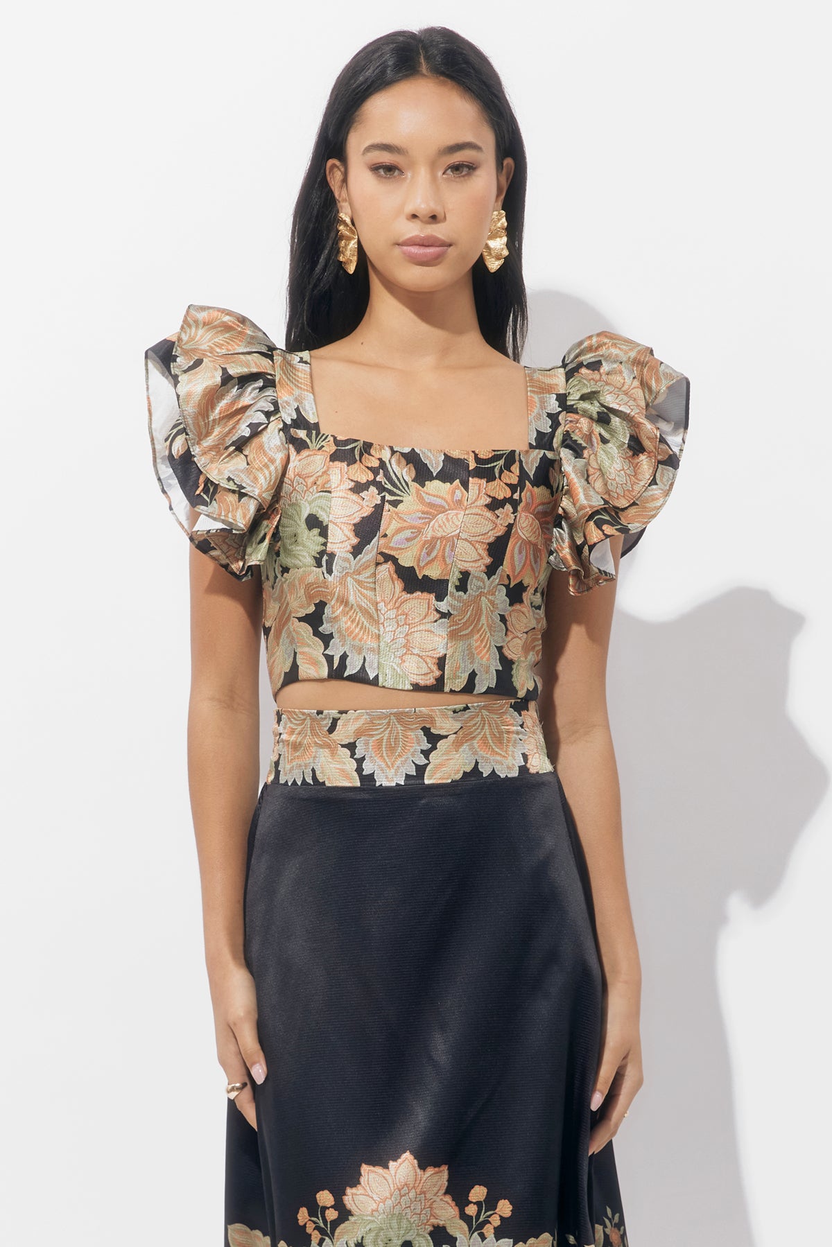 Donis Ruffled Printed Top