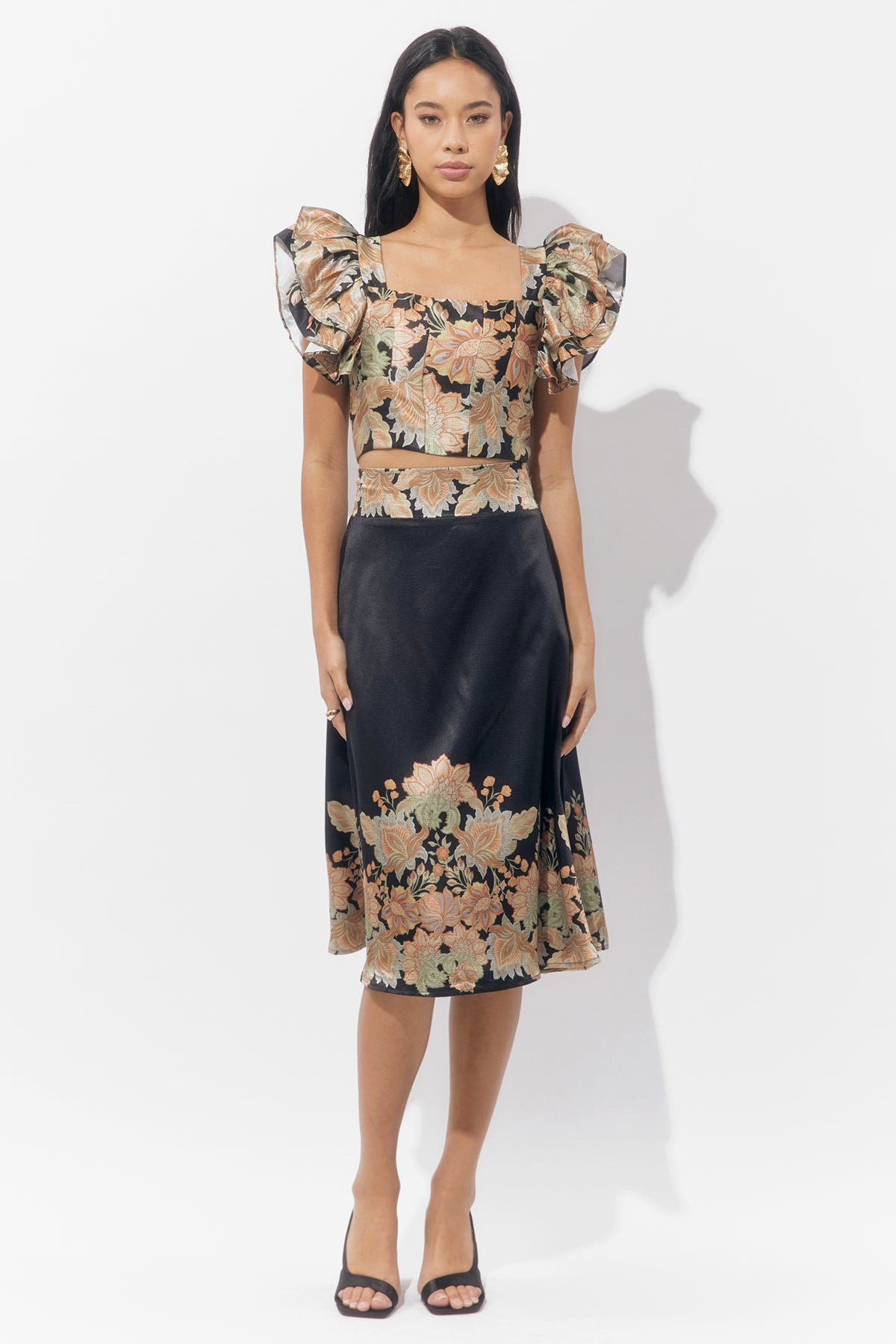 Donis Ruffled Printed Top