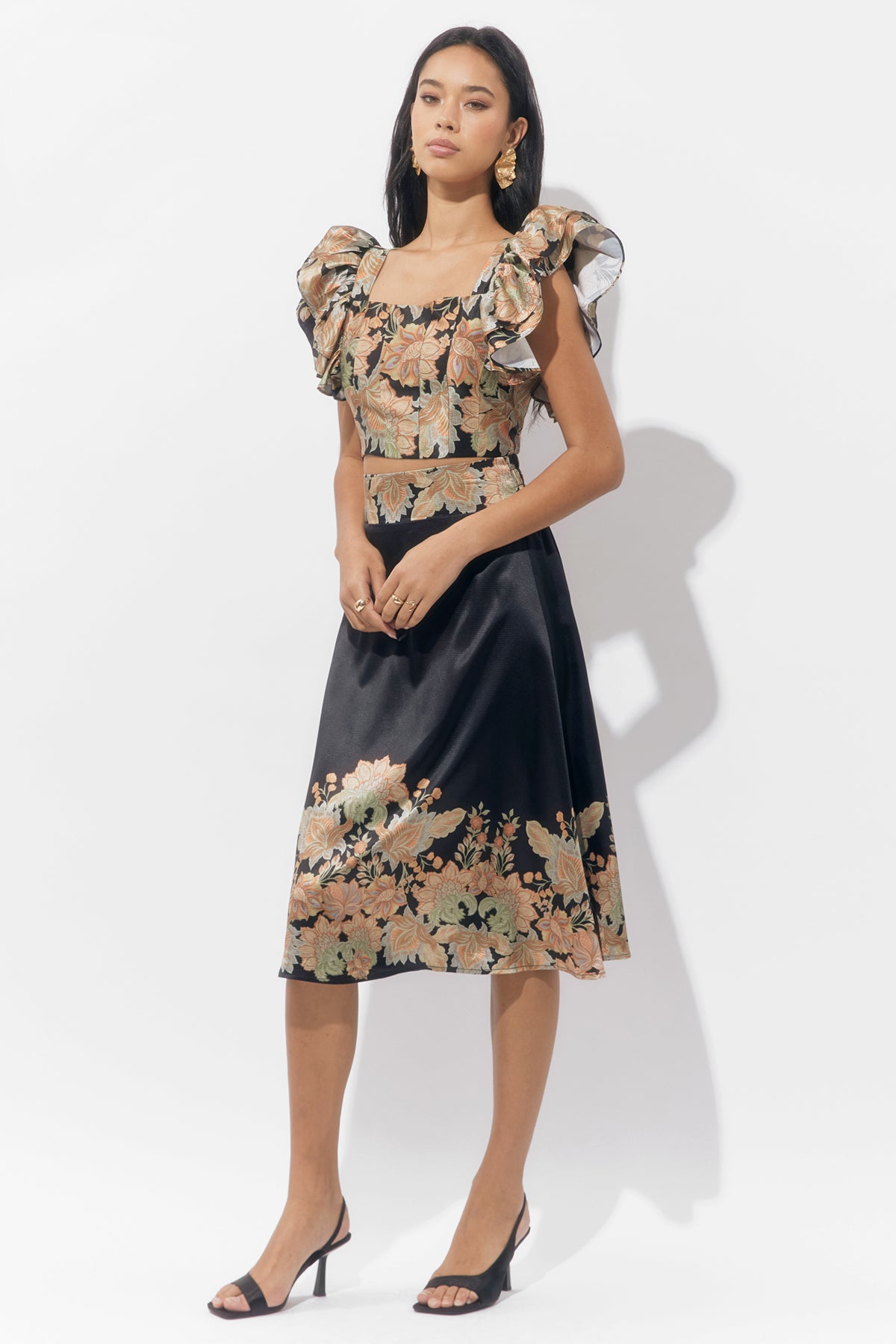 Donis Ruffled Printed Top