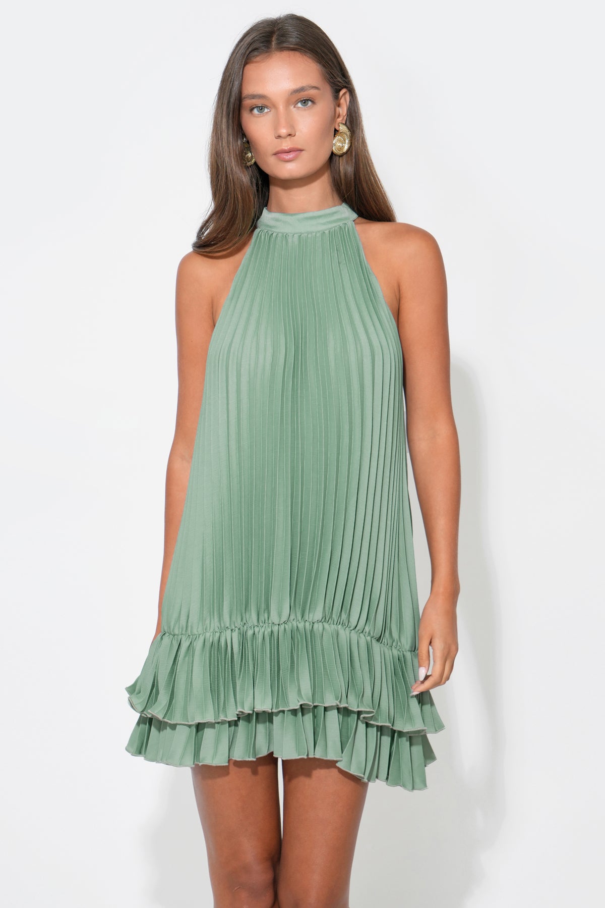 Brielle Halter Pleated Mini Dress