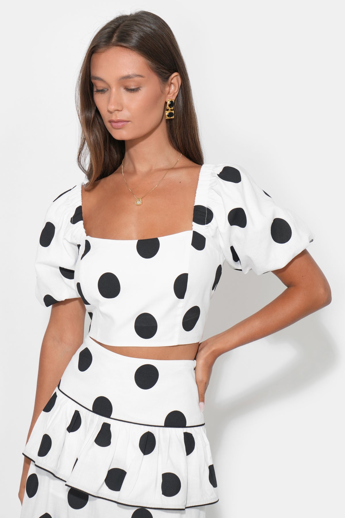 Mona Bubble Sleeve Top with Elastic Back