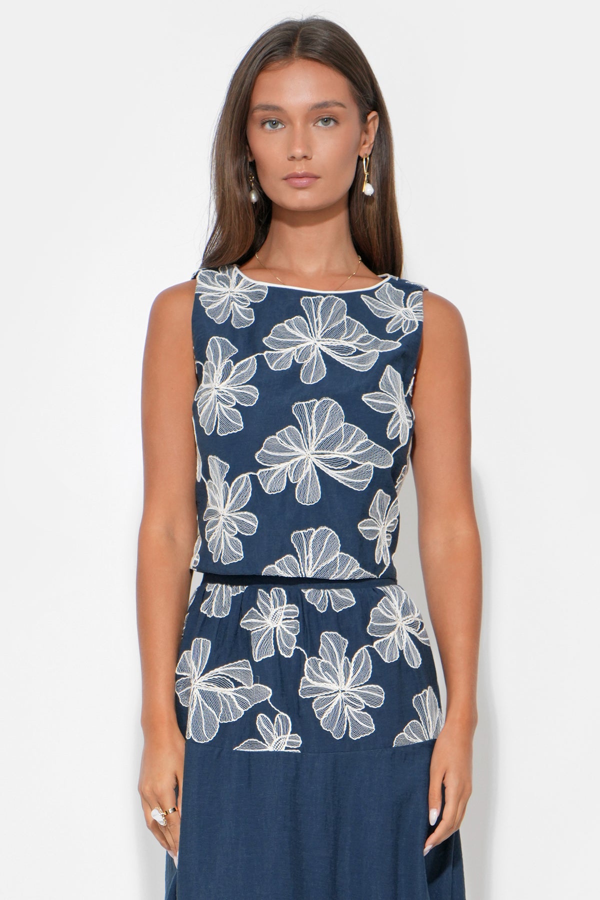Rosalie Sleeveless Embroidery Top