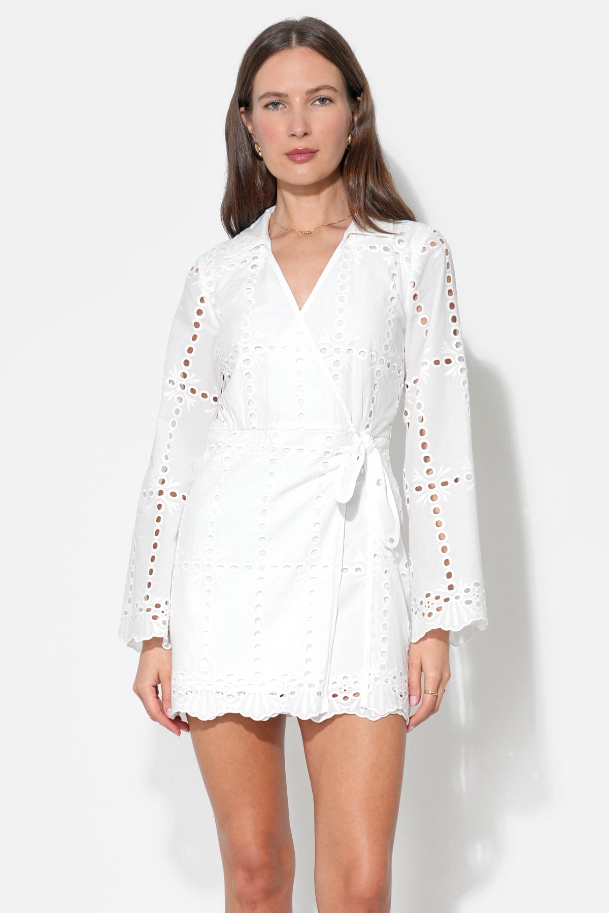 Bella Wrap Eyelet Mini Dress
