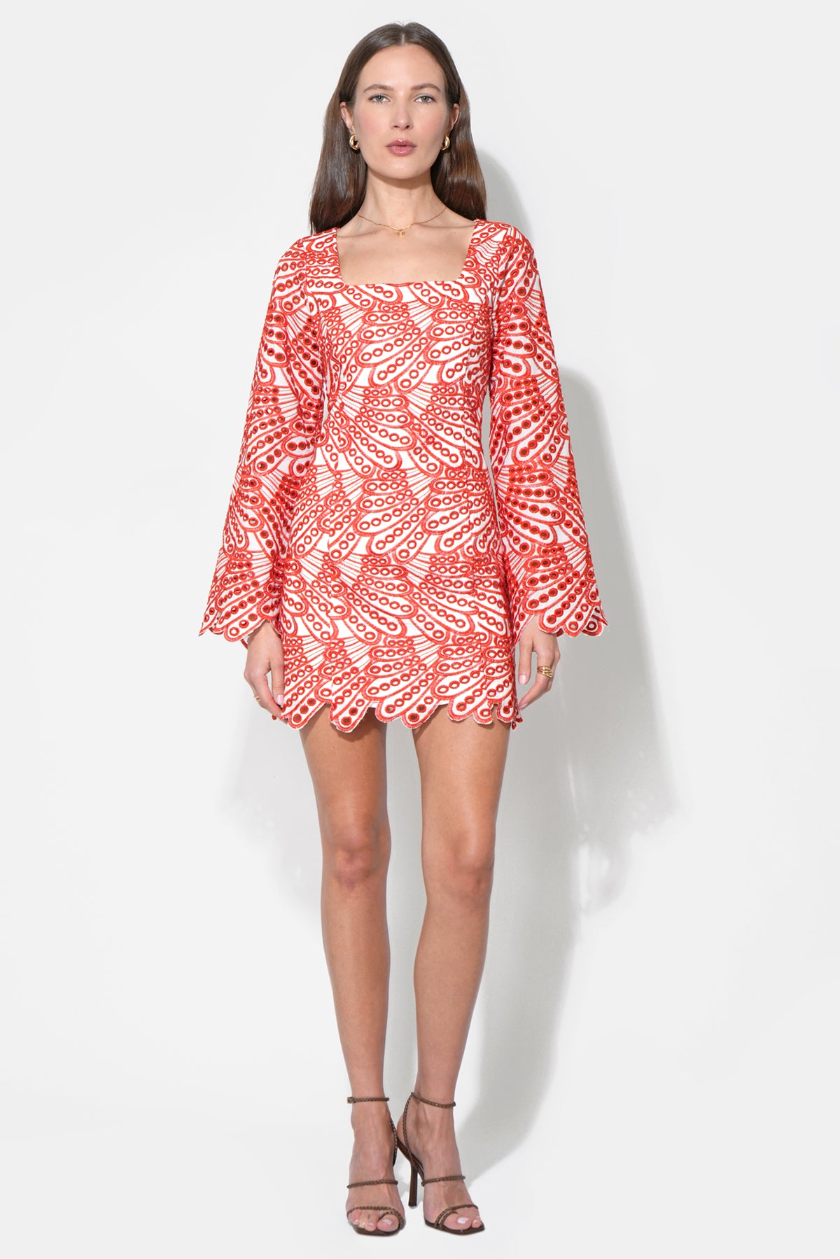 Regina Scallop Embroidery Mini Dress