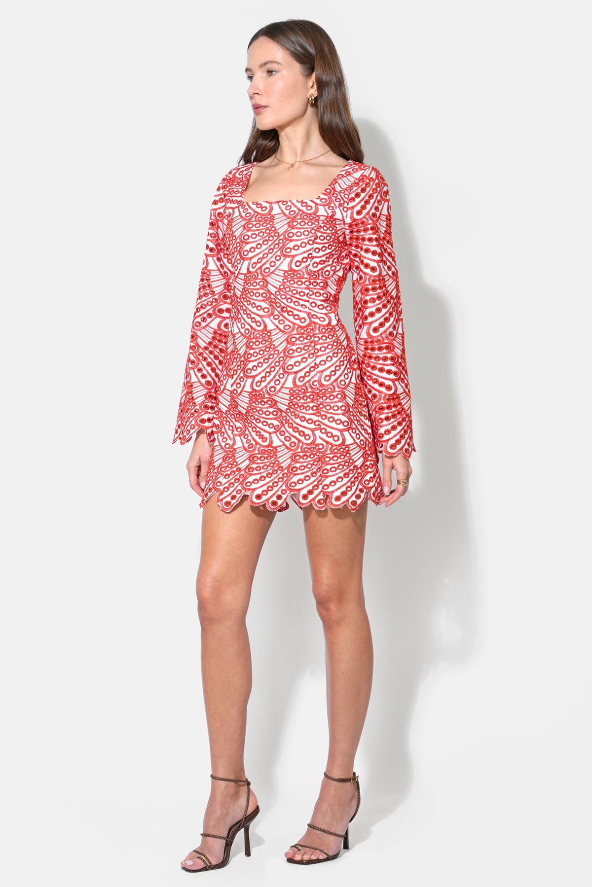 Regina Scallop Embroidery Mini Dress