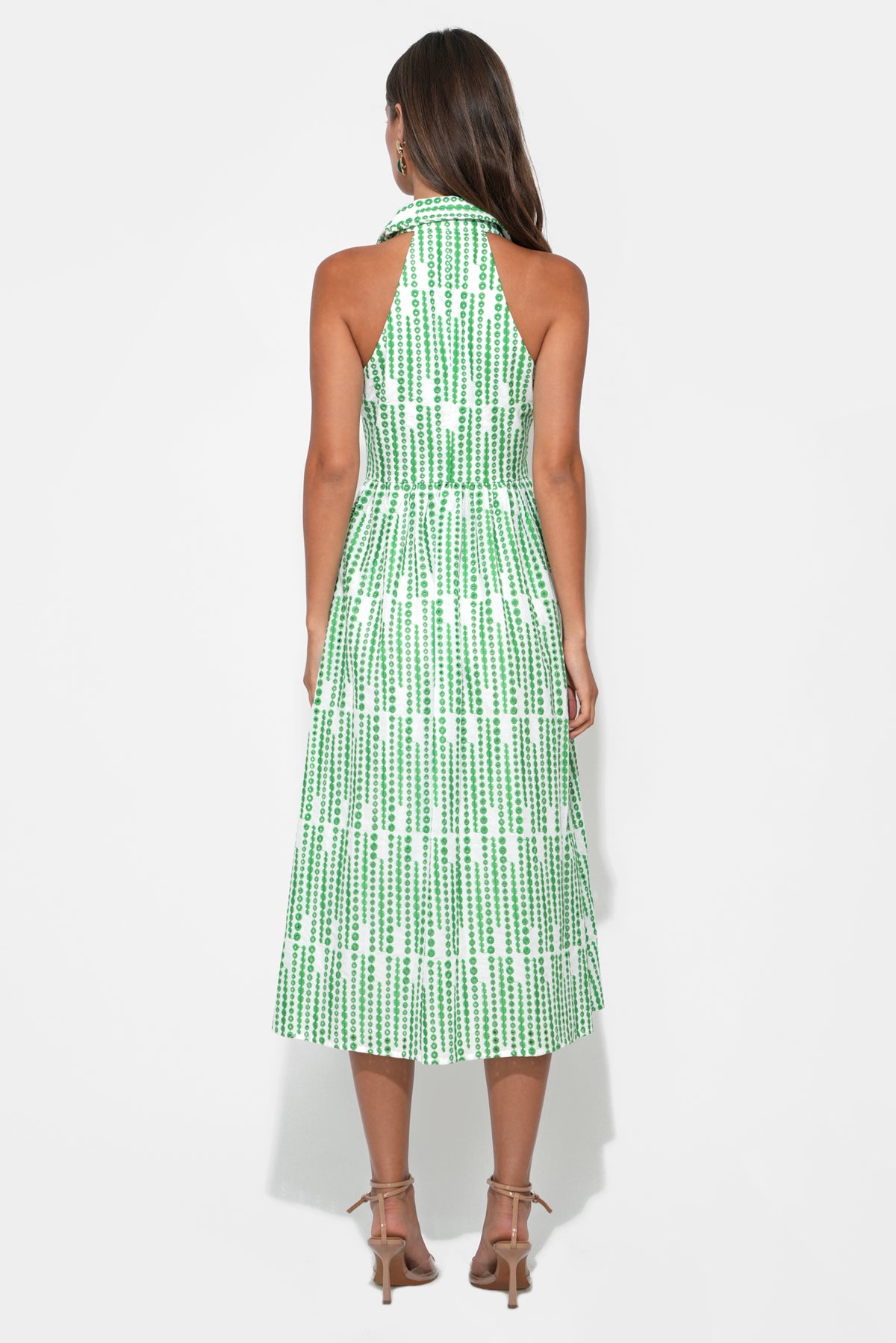 Ruby Halter Embroidery Midi Dress