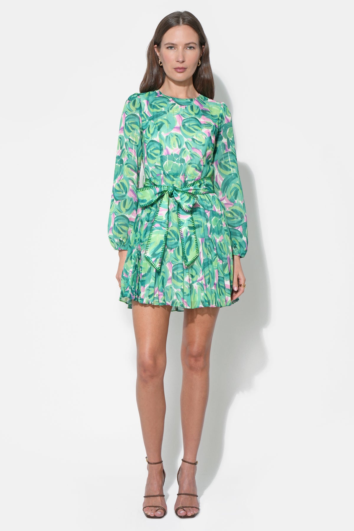 Rylee Pleated Long Sleeve Mini Dress