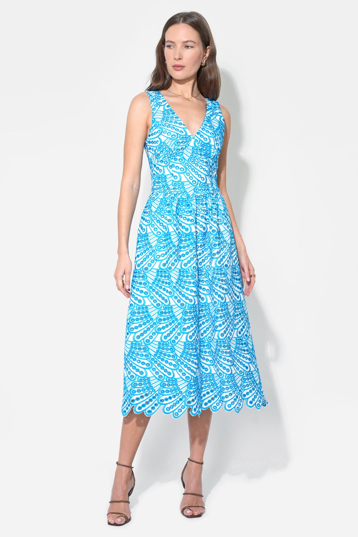 Joanna Corset Embroidery Midi Dress