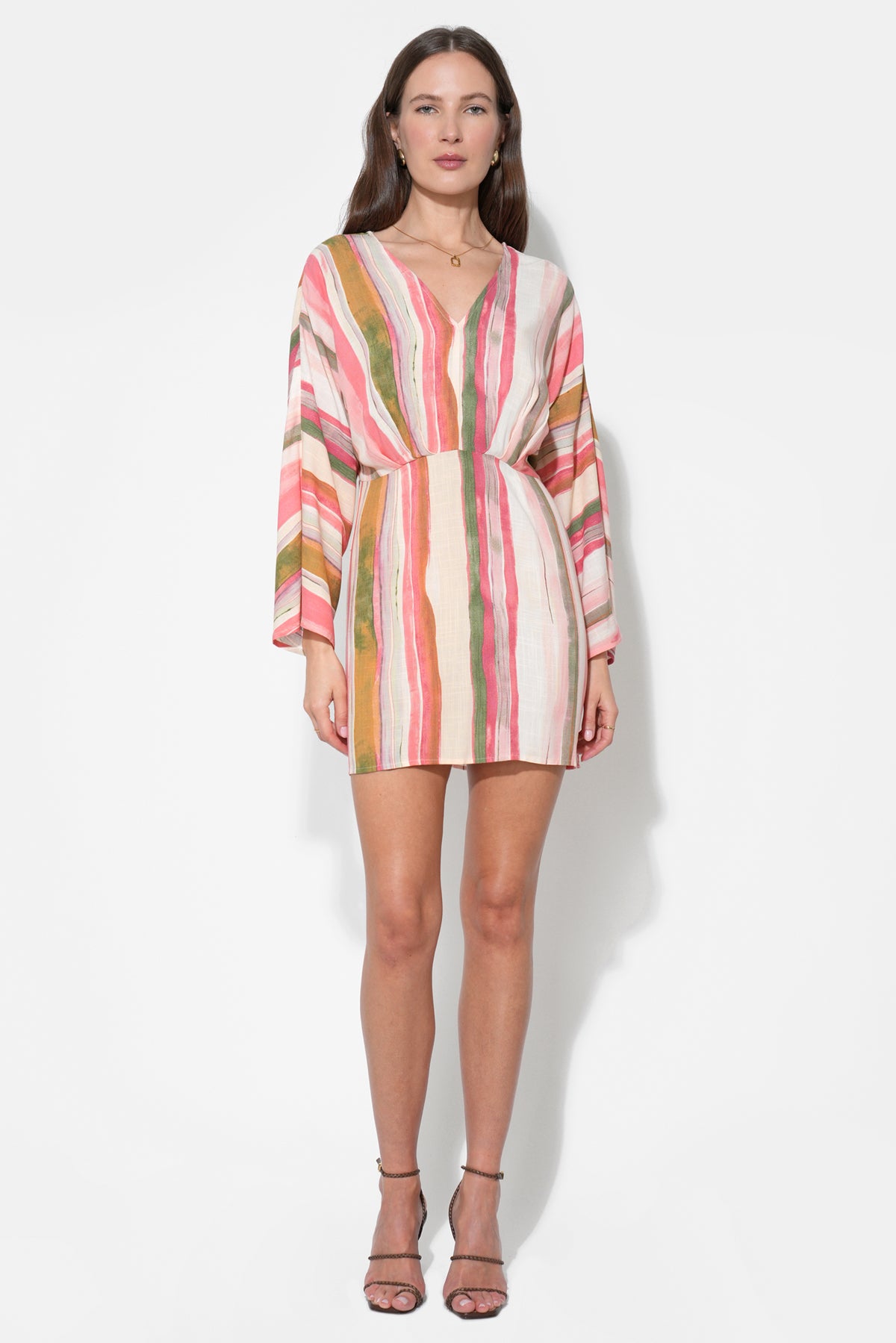 Julianna Dolman Sleeves Stripes Mini Dress