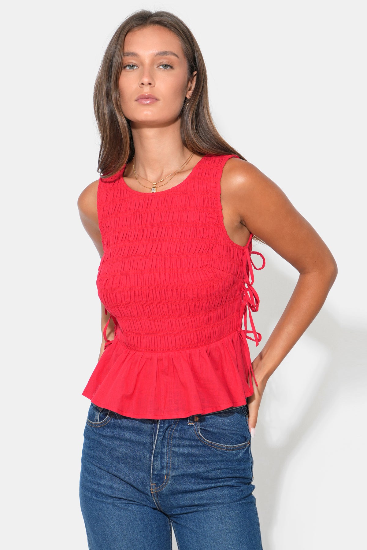 Vivian Smocked Side Tie Top